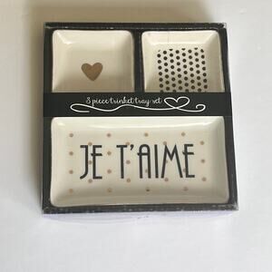 JT Rose Je Taime  Three Piece Trinket Tray Set